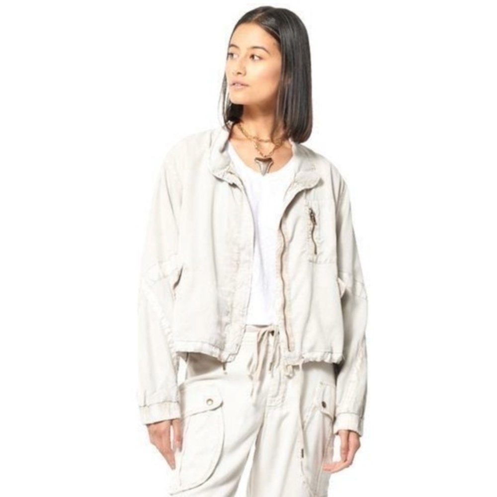 Young Fabulous & Broke Cream Full Zip Utility Clara Jacket Size Medium